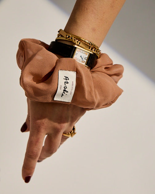 Pocket Scrunchie - Deep Tan Silk